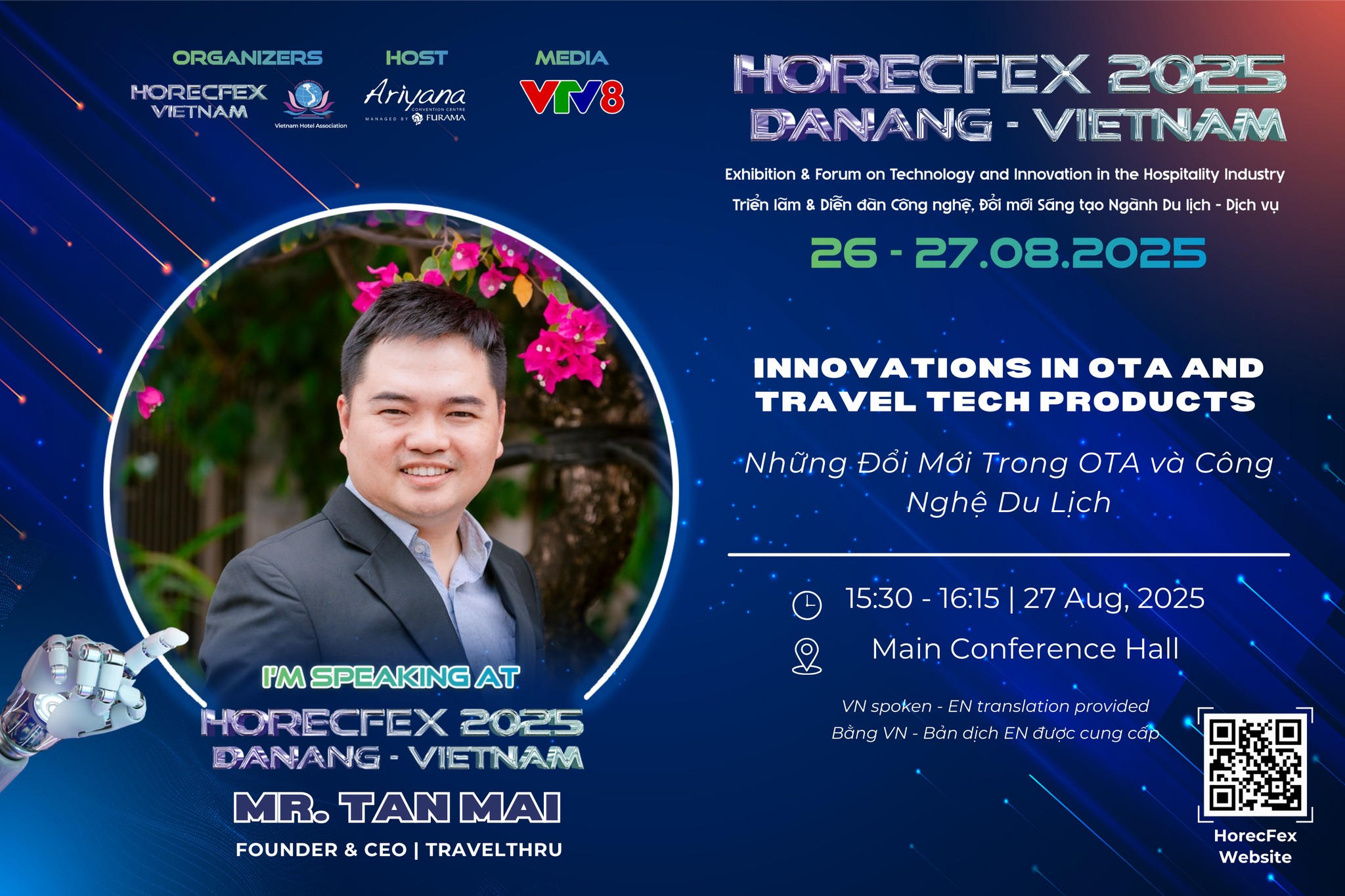 Mr. Tan Mai chia sẻ về đổi mới trong lĩnh vực OTA & công nghệ du lịch tại HorecFex 2025