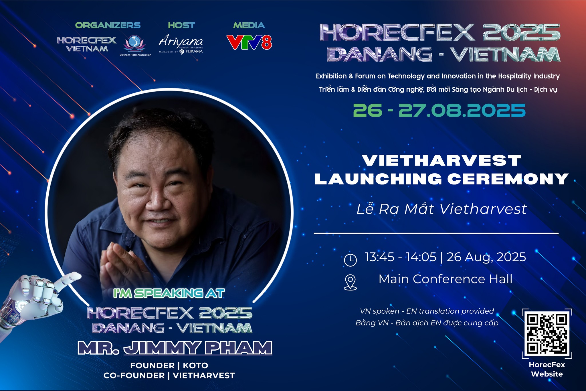 Mr. Jimmy Pham chia sẻ tại Lễ Ra Mắt VietHarvest – HorecFex Việt Nam 2025
