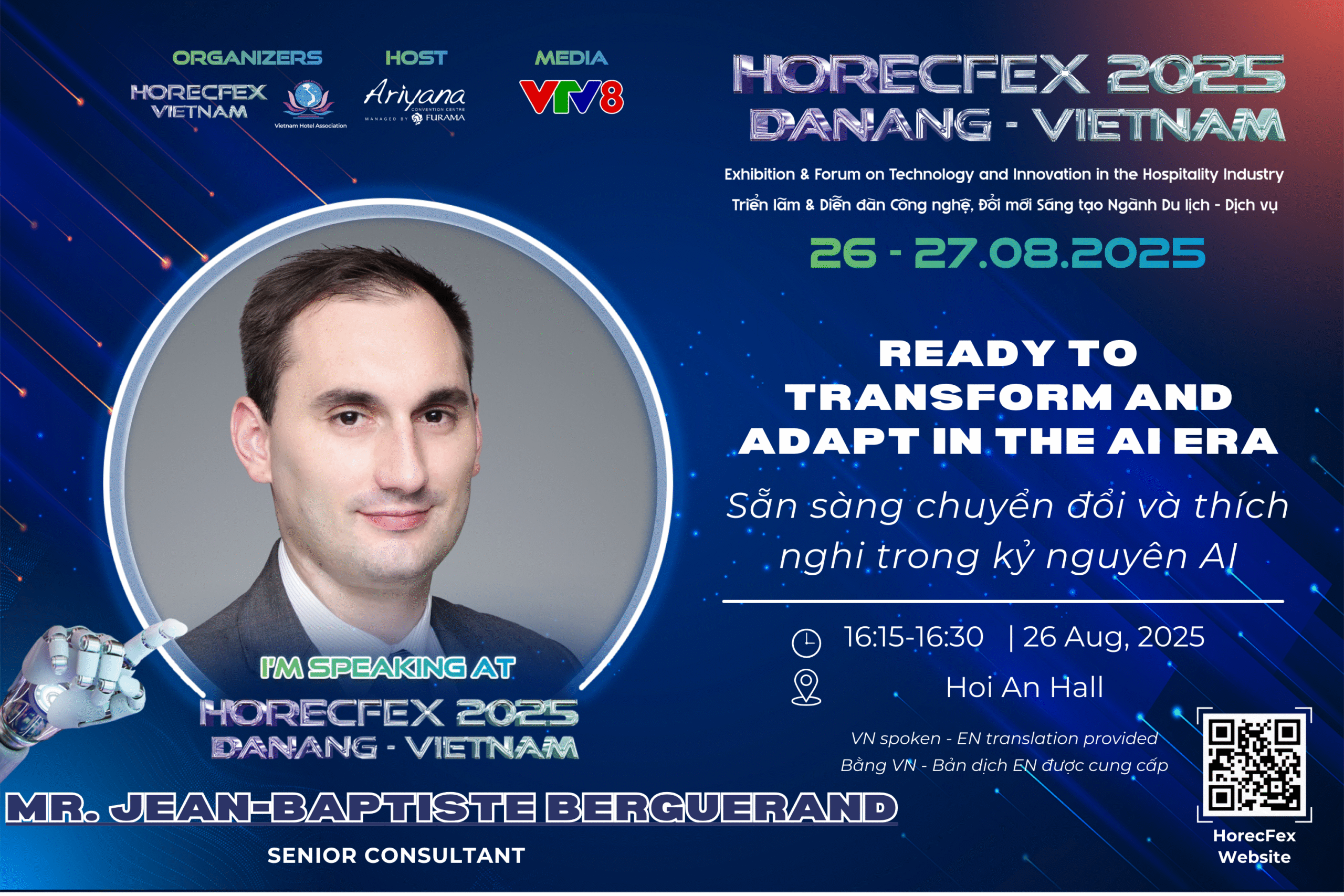Mr. Jean-Baptiste Berguerand chia sẻ về phát triển nguồn nhân lực thông qua học tập suốt đời tại HorecFex 2025