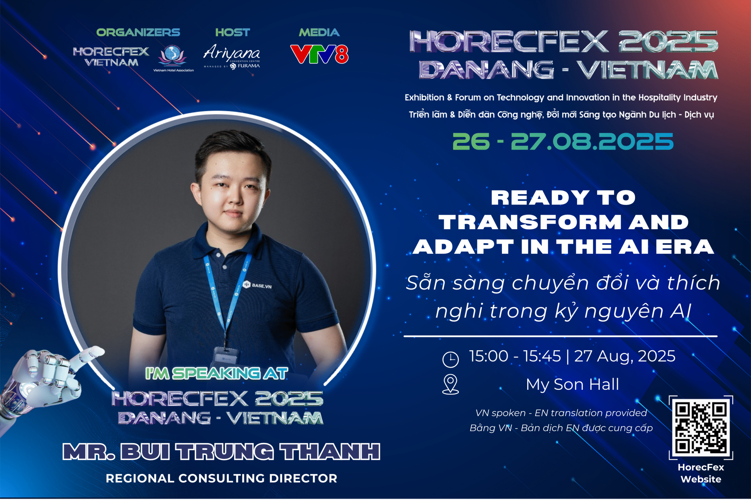 Mr. Bùi Trung Thành mang đến góc nhìn tối đa hóa năng suất nhờ công nghệ trong nhà hàng tại HorecFex 2025