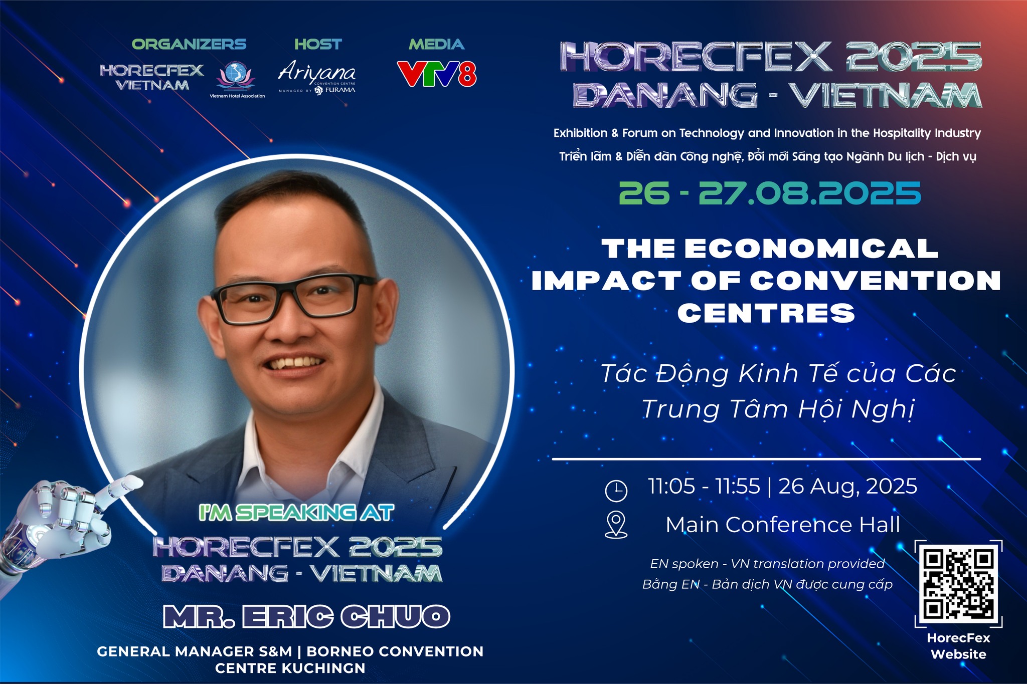 Mr. Eric Chuo chia sẻ về tác động kinh tế của các trung tâm hội nghị tại HorecFex 2025