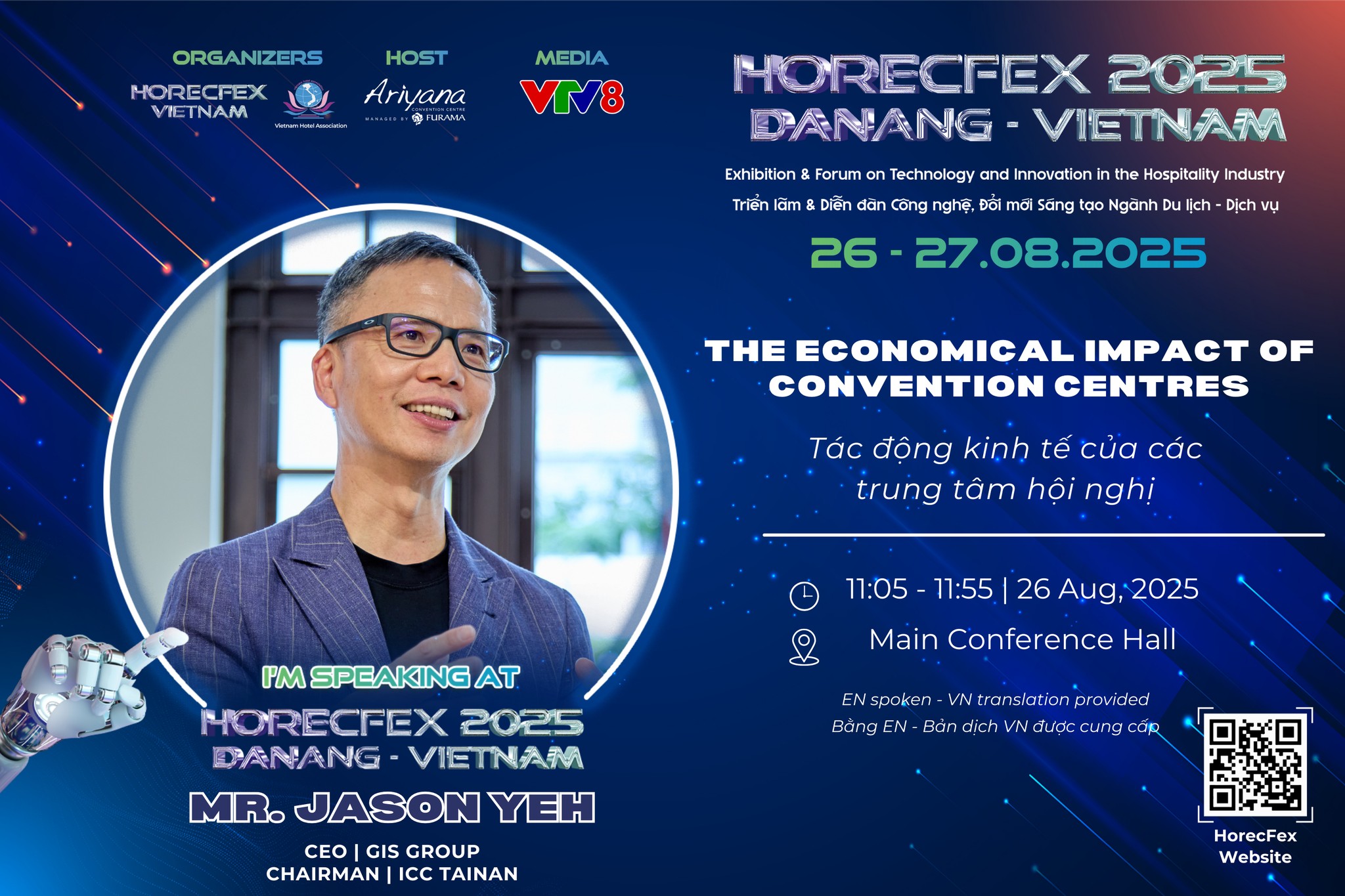 Mr. Jason Yeh chia sẻ về tác động kinh tế của các trung tâm hội nghị tại HorecFex 2025