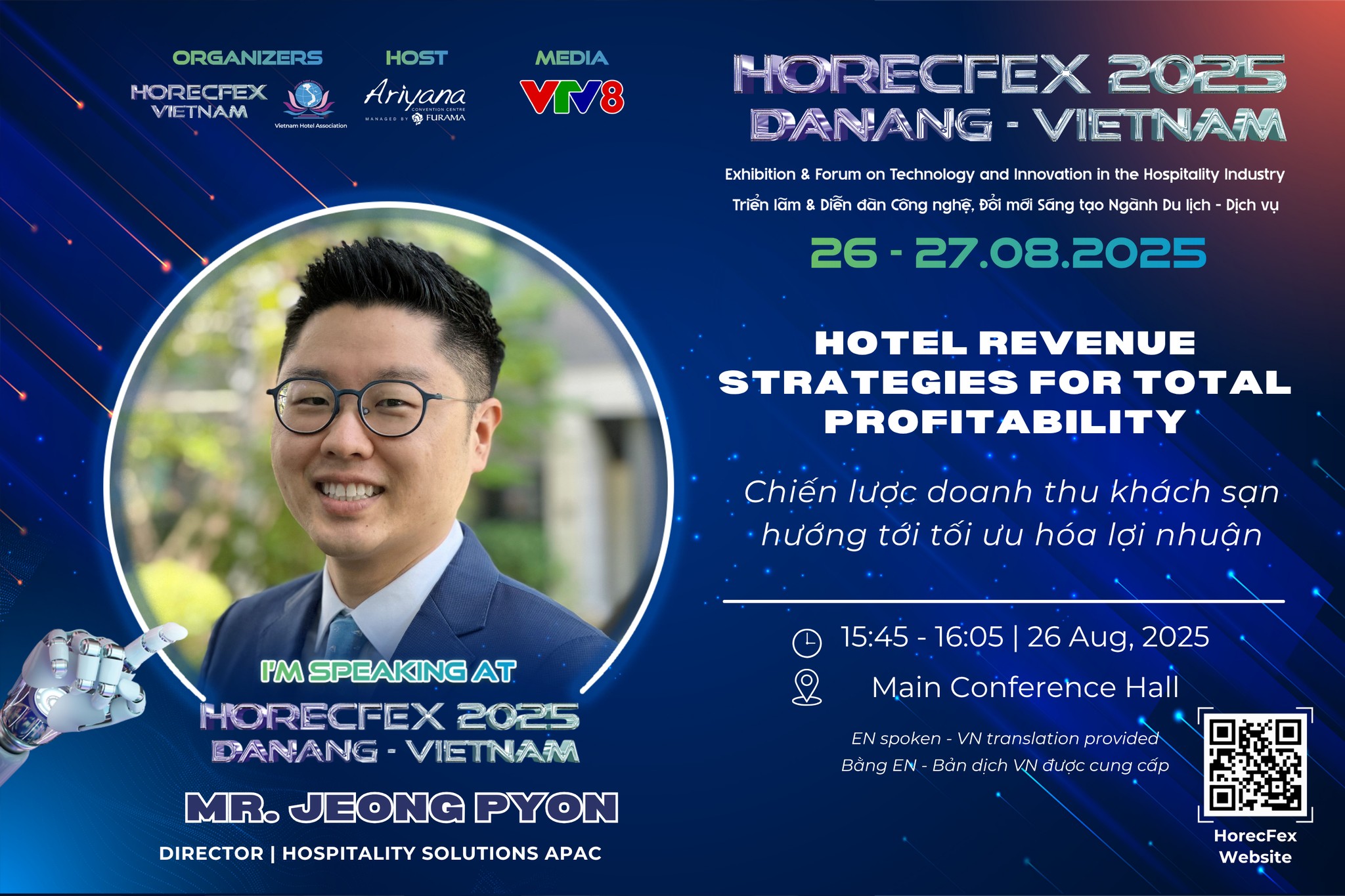 Mr. Jeong Pyon chia sẻ về chiến lược doanh thu khách sạn hướng đến tối đa hóa lợi nhuận tại HorecFex 2025